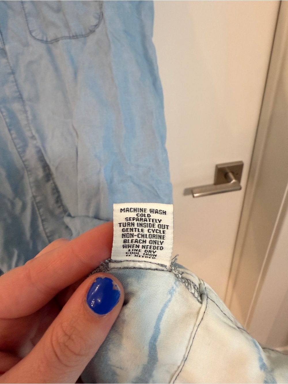 Light Blue Denim Shirt Mini Dress with Tie-Dye Hem - Women - Picture 5 of 7